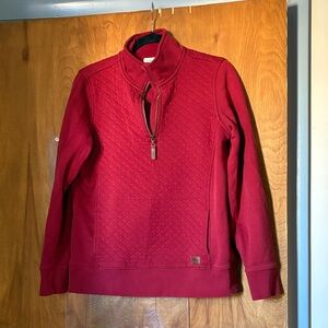L.L. Bean Women’s Quilted Red Quarter Zip-Up Sweatshirt
